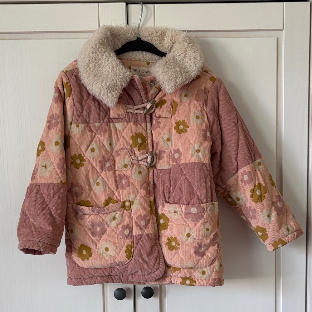 Wild Wawa Heirloom Quilted Jacket Pink Floral 3/4